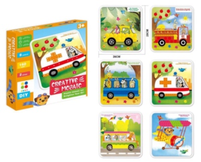 Mozaic cu 160 Pioneze Colorate și 6 Modele de Desen | image