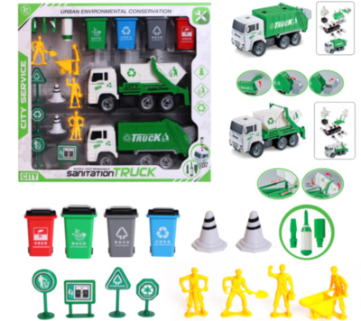 Set 2 Mașini de Gunoi Dezasamblabile cu Accesorii  | image