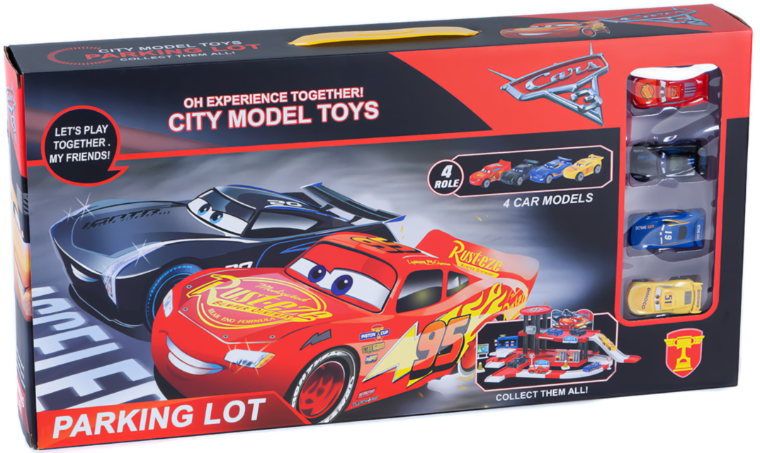 Set Parcare Etajată și Stație Peco cu 4 Mașinuțe 