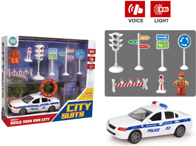 Set Mașinuță de Poliție cu Sunete, Lumini și Semne de Circulație | image