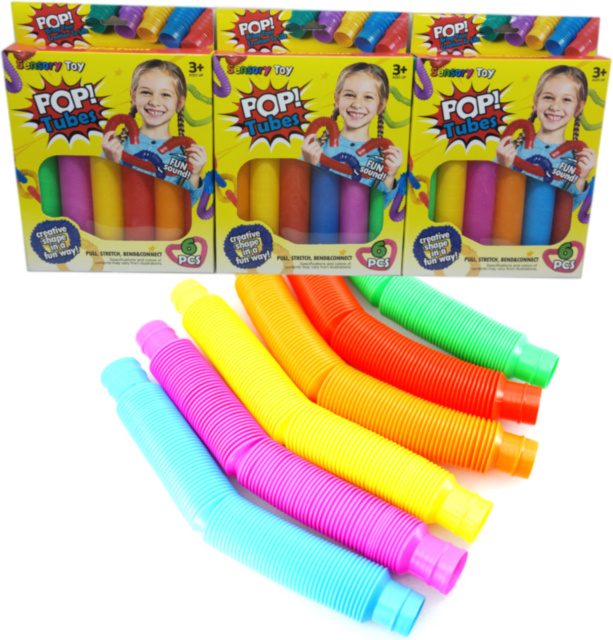 Pachet 6 Pop Tubes, jucărie tactilă senzorială 