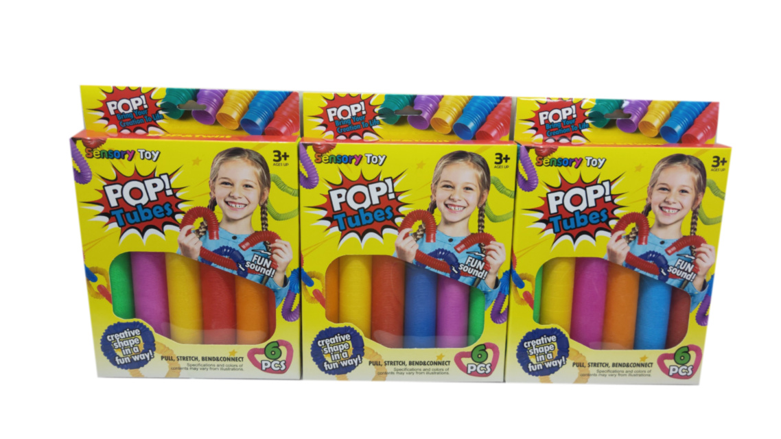 Pachet 6 Pop Tubes, jucărie tactilă senzorială 