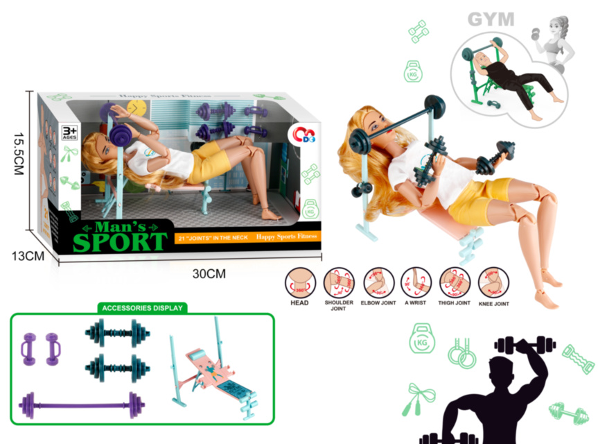 Păpușa Fitness Coach cu Echipament Sportiv