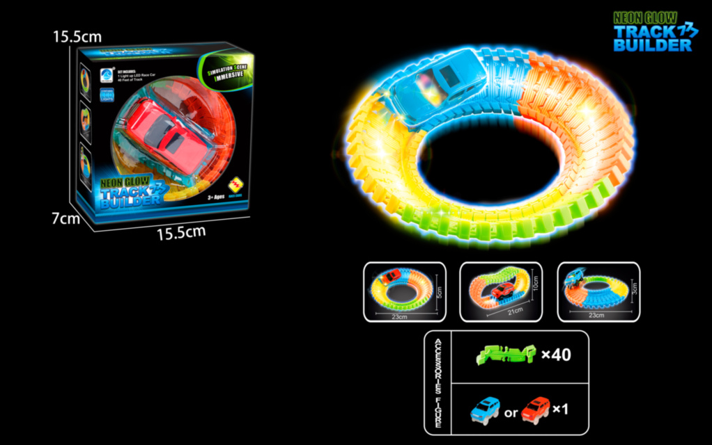 Circuit cu Mașinuță Luminoasă – Neon Glow Track Builder