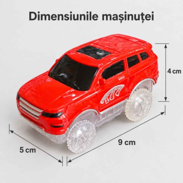Pistă auto flexibilă fosforescentă cu mașinuță luminoasă inclusă