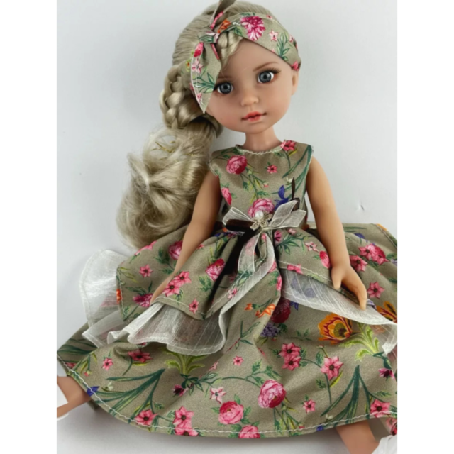 Păpușă Elegantă Vika cu Rochie Florală – 35 cm