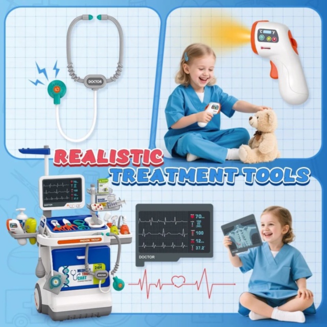Cărucior Medical Interactiv 32 Piese pentru Copii