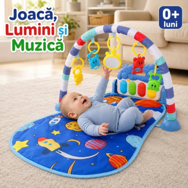 Salteluță de Joacă cu Pian și Jucării pentru Bebeluși