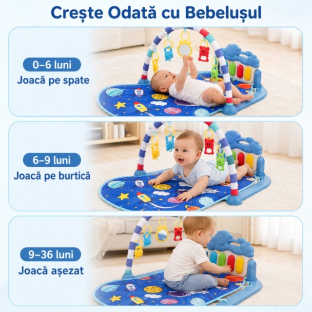 Salteluță de Joacă cu Pian și Jucării pentru Bebeluși