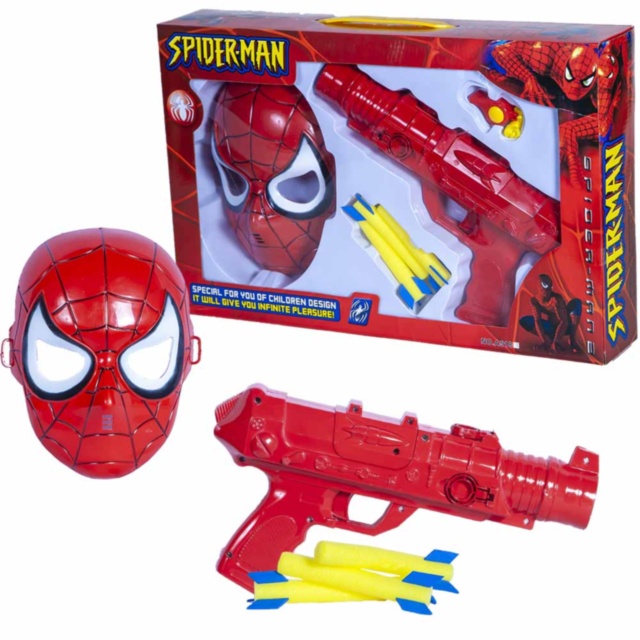 Mască și Pistol  Omul Păianjen  cu 3 Proiectile