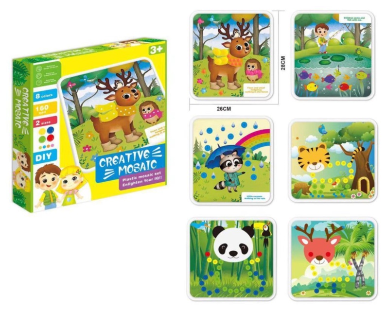 Mozaic cu 160 Pioneze Colorate și 6 Modele de Desen