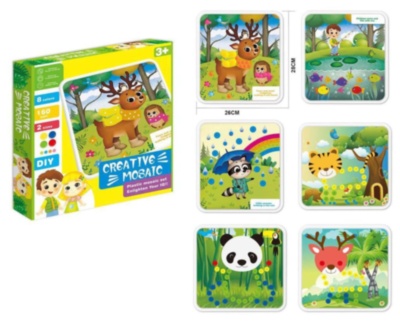 Mozaic cu 160 Pioneze Colorate și 6 Modele de Desen | image