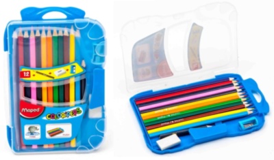 Set 13 Creioane Colorate cu Ascuțitoare și Radieră | image