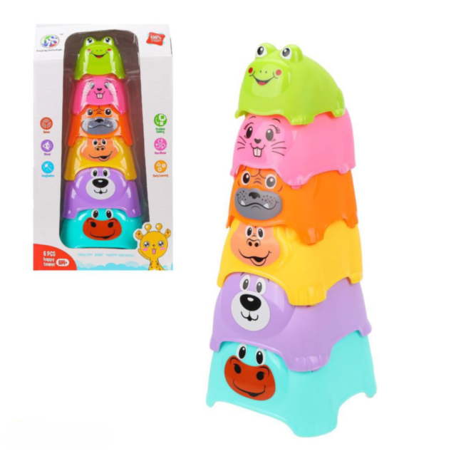 Piramidă Animale Colorate – Set de Joacă Educațional