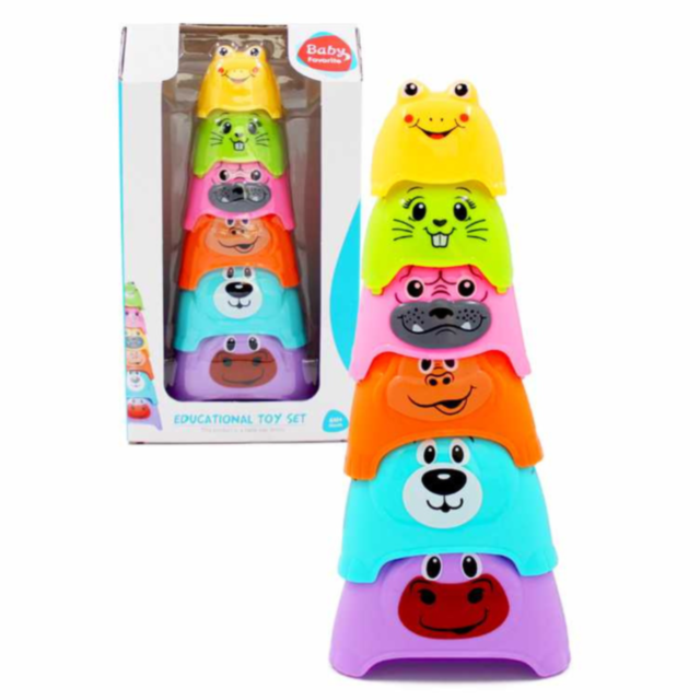 Piramidă Animale Colorate – Set de Joacă Educațional