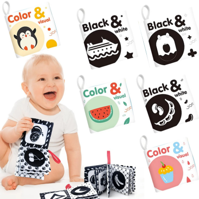 Set de 6 Cărți senzoriale Color & Black pentru bebeluși | image
