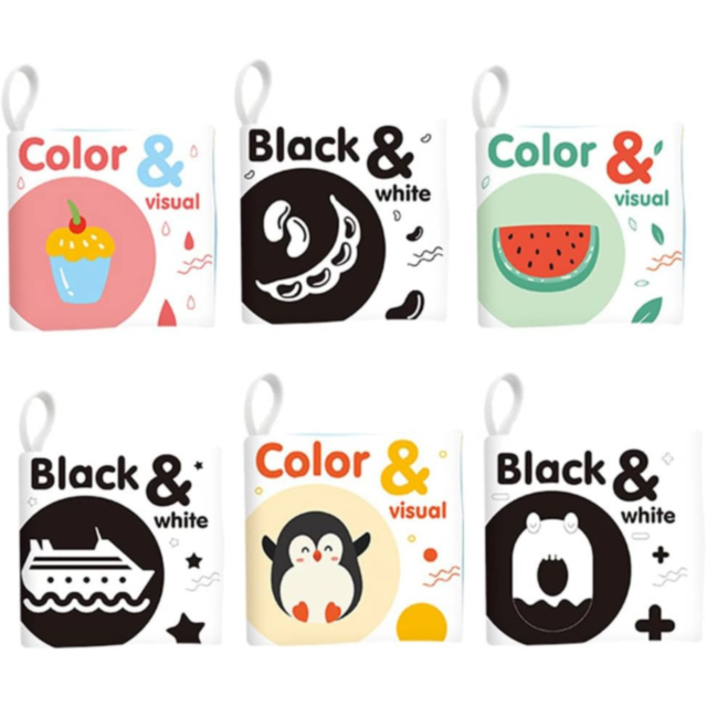 Set de 6 Cărți senzoriale Color & Black pentru bebeluși