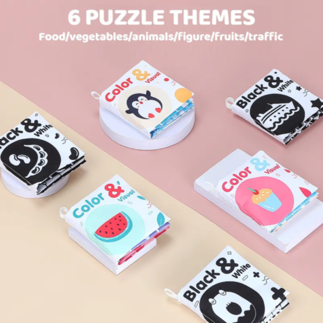 Set de 6 Cărți senzoriale Color & Black pentru bebeluși