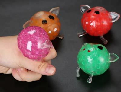 1buc. Jucărie Antistres Porcușor Colorat cu Gel Orbeez | image