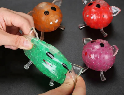 1buc. Jucărie Antistres Porcușor Colorat cu Gel Orbeez | image