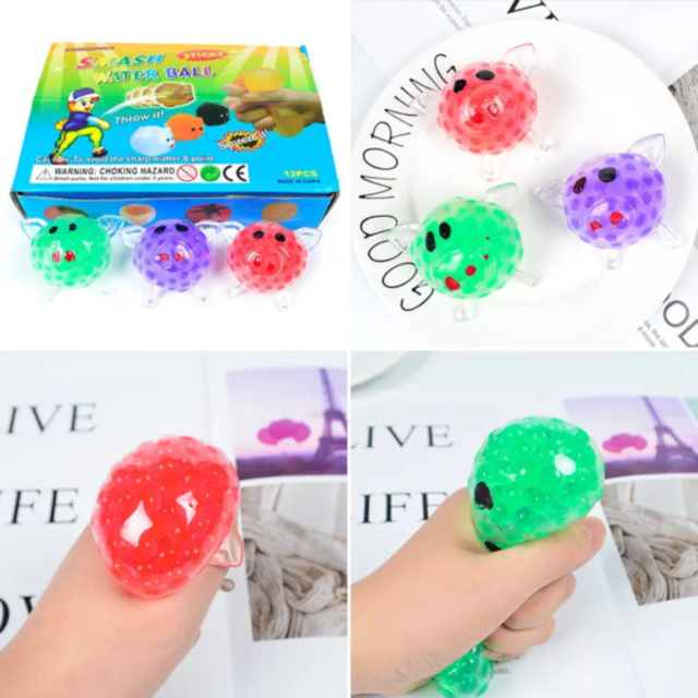 1buc. Jucărie Antistres Porcușor Colorat cu Gel Orbeez