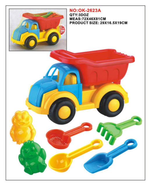 Camion cu 6 Accesorii de Nisip, 29cm 