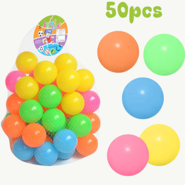 Set 50 de Bile Colorate din Plastic, 5.5 cm – Distracție nelimitată pentru Joacă și Piscine cu Bile