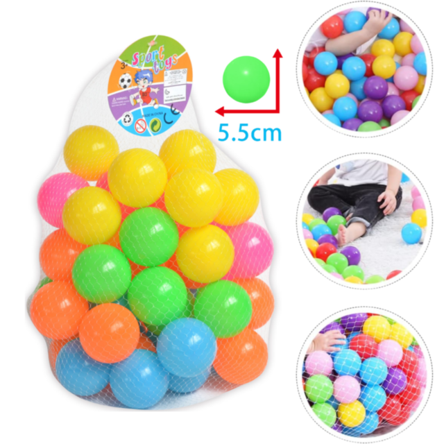 Set 50 de Bile Colorate din Plastic, 5.5 cm – Distracție nelimitată pentru Joacă și Piscine cu Bile