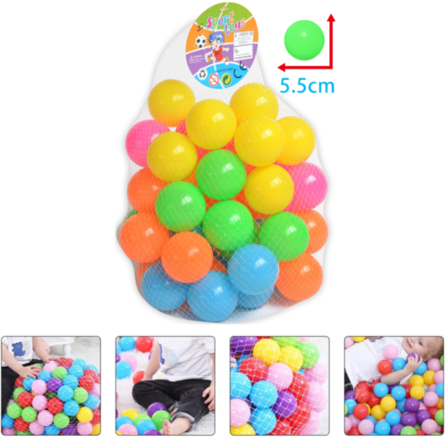 Set 50 de Bile Colorate din Plastic, 5.5 cm – Distracție nelimitată pentru Joacă și Piscine cu Bile