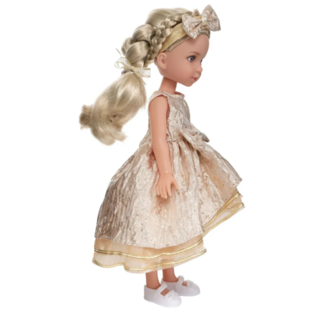 Păpușă Blondă Sennby Baby în Rochie Aurie Elegantă – 35 cm