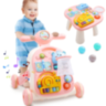 Premergător Muzical 3-în-1 pentru Bebeluși | Activități Educative și Masă de Joacă - Roz 