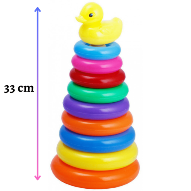 Turn de Stivuire Colorat cu 9 Inele și Rățușcă