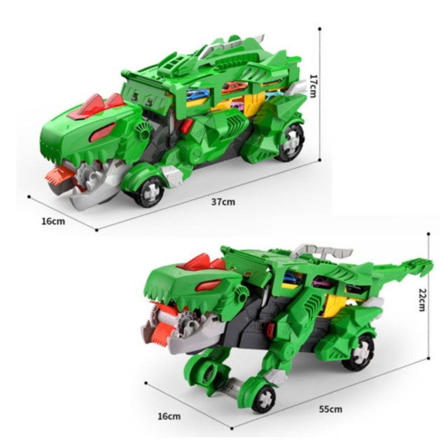 Transportator Dinozaur 2 în 1 cu Pistă (culoare aleatorie)