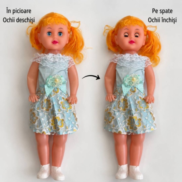 Păpușă muzicală 50 cm cu ochi care se închid