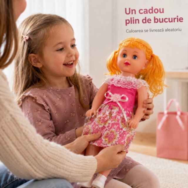 Păpușă muzicală 50 cm cu ochi care se închid