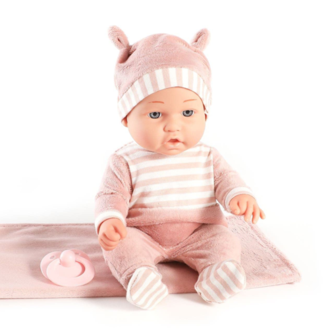 Păpușă Bebeluș Realistă 30 cm cu Pătuț și Păturică – Jucărie Joc de Rol pentru Copii