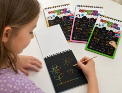 Caiet creativ de răzuit cu 10 pagini multicolore | image