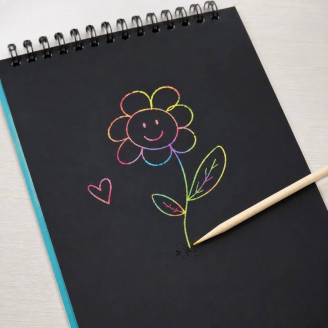 Caiet creativ de răzuit cu 10 pagini multicolore