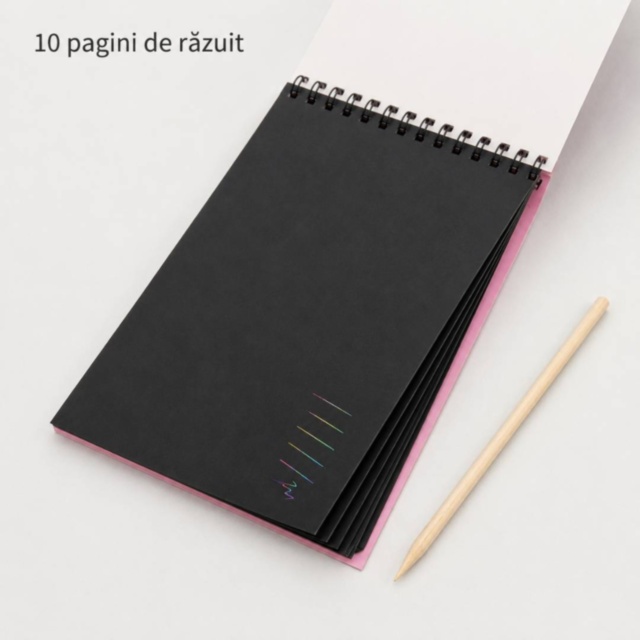 Caiet creativ de răzuit cu 10 pagini multicolore