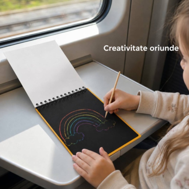 Caiet creativ de răzuit cu 10 pagini multicolore