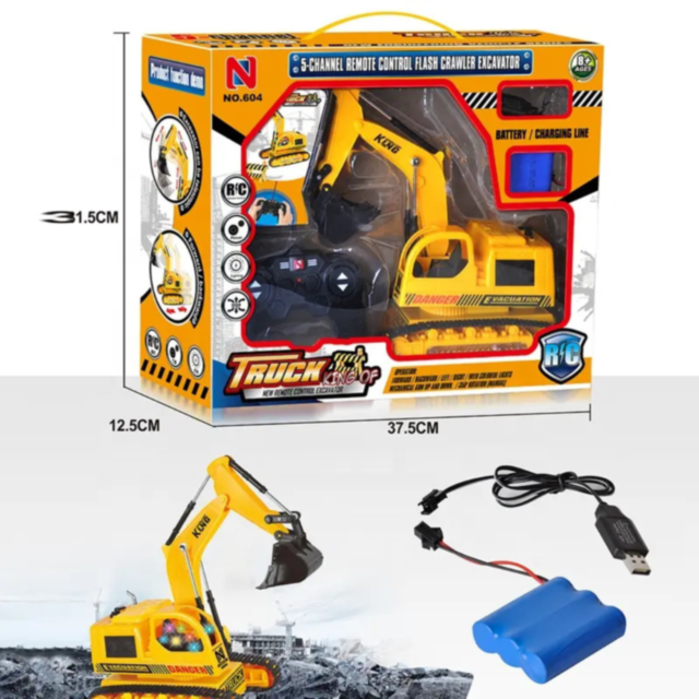 Excavator cu Telecomandă, Efecte de Lumină și Sunet – Distracție Interactivă pentru Copii