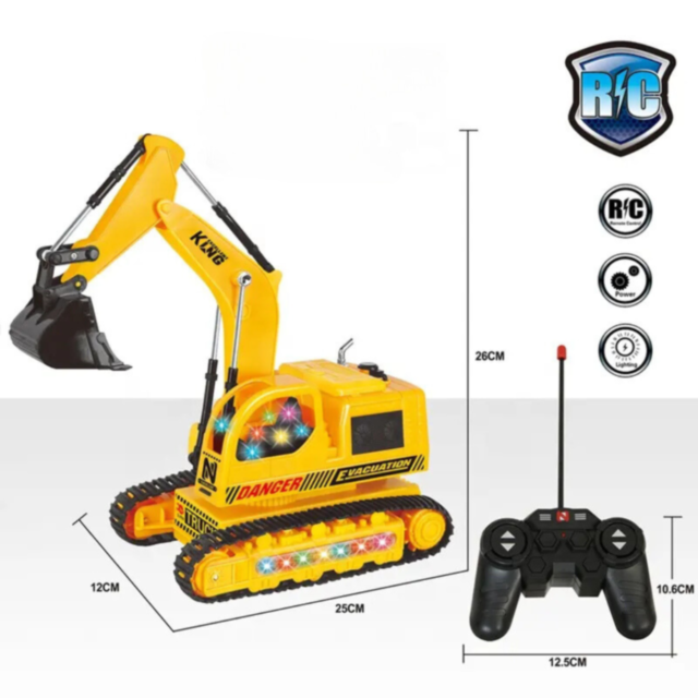 Excavator cu Telecomandă, Efecte de Lumină și Sunet – Distracție Interactivă pentru Copii