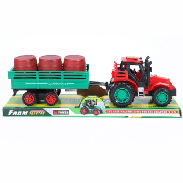 Tractor cu Remorcă și Butoaie pentru Fermă (culoare