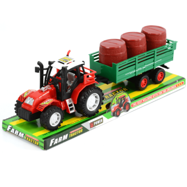 Tractor cu Remorcă și Butoaie pentru Fermă (culoare