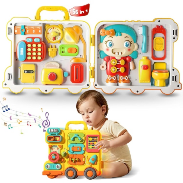 Busy Board Montessori Valiză Educațională 56 Activități