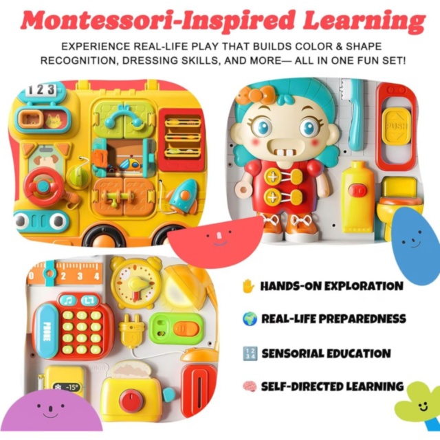 Busy Board Montessori Valiză Educațională 56 Activități