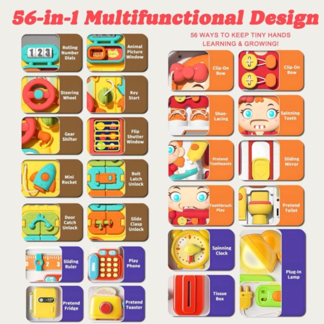 Busy Board Montessori Valiză Educațională 56 Activități