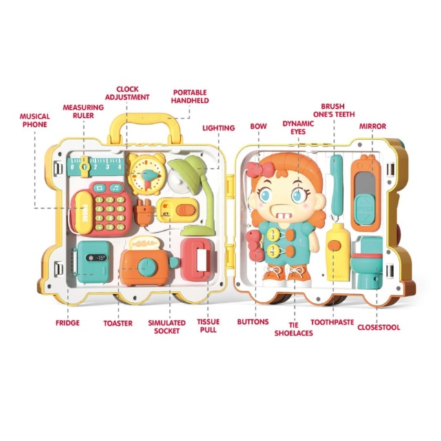 Busy Board Montessori Valiză Educațională 56 Activități