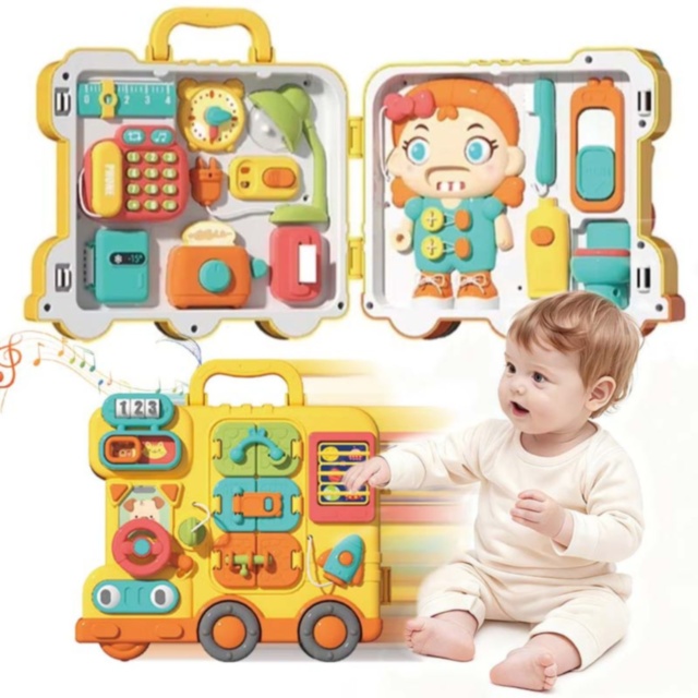 Busy Board Montessori Valiză Educațională 56 Activități