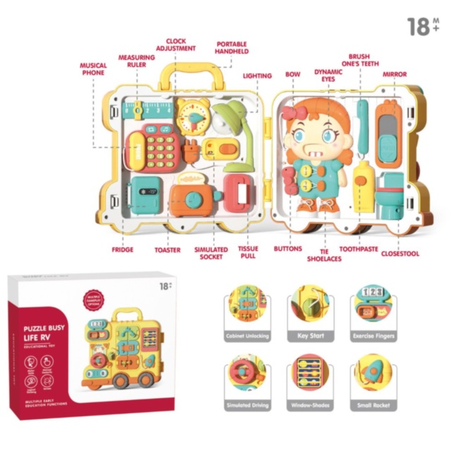 Busy Board Montessori Valiză Educațională 56 Activități